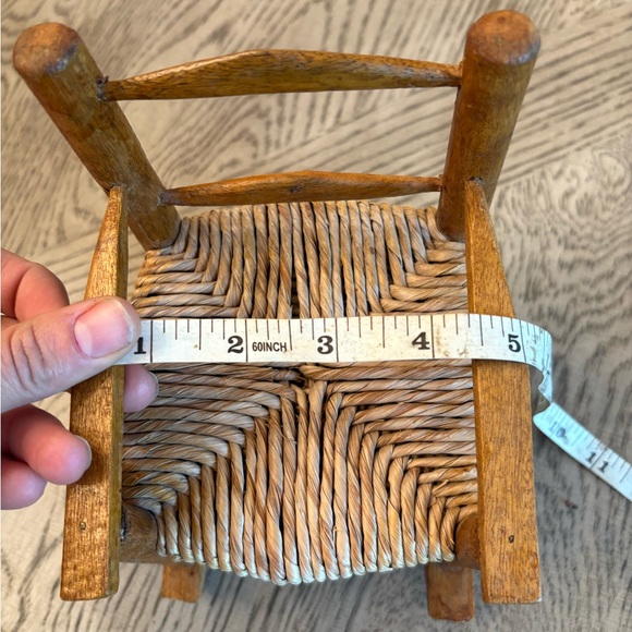 Miniature Wooden Rocking Chair with Woven Seat - Picture 7 of 7